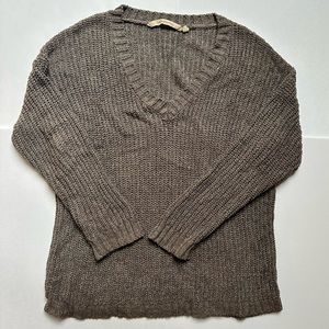 SOFT SURROUNDINGS BROWN KNIT V-NECK SWEATER SIZE S